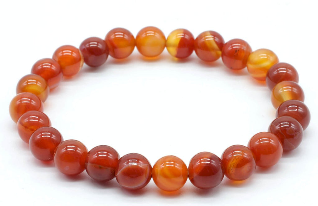 Bracelet Cornaline Rubanée – Perles 8mm