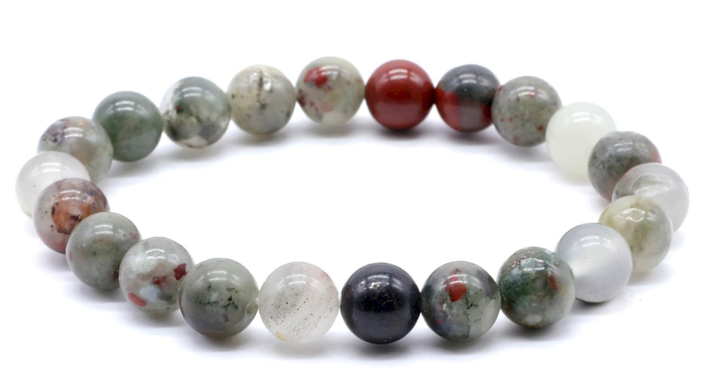 Bracelet Jaspe Héliotrope Africaine – Perles 8mm