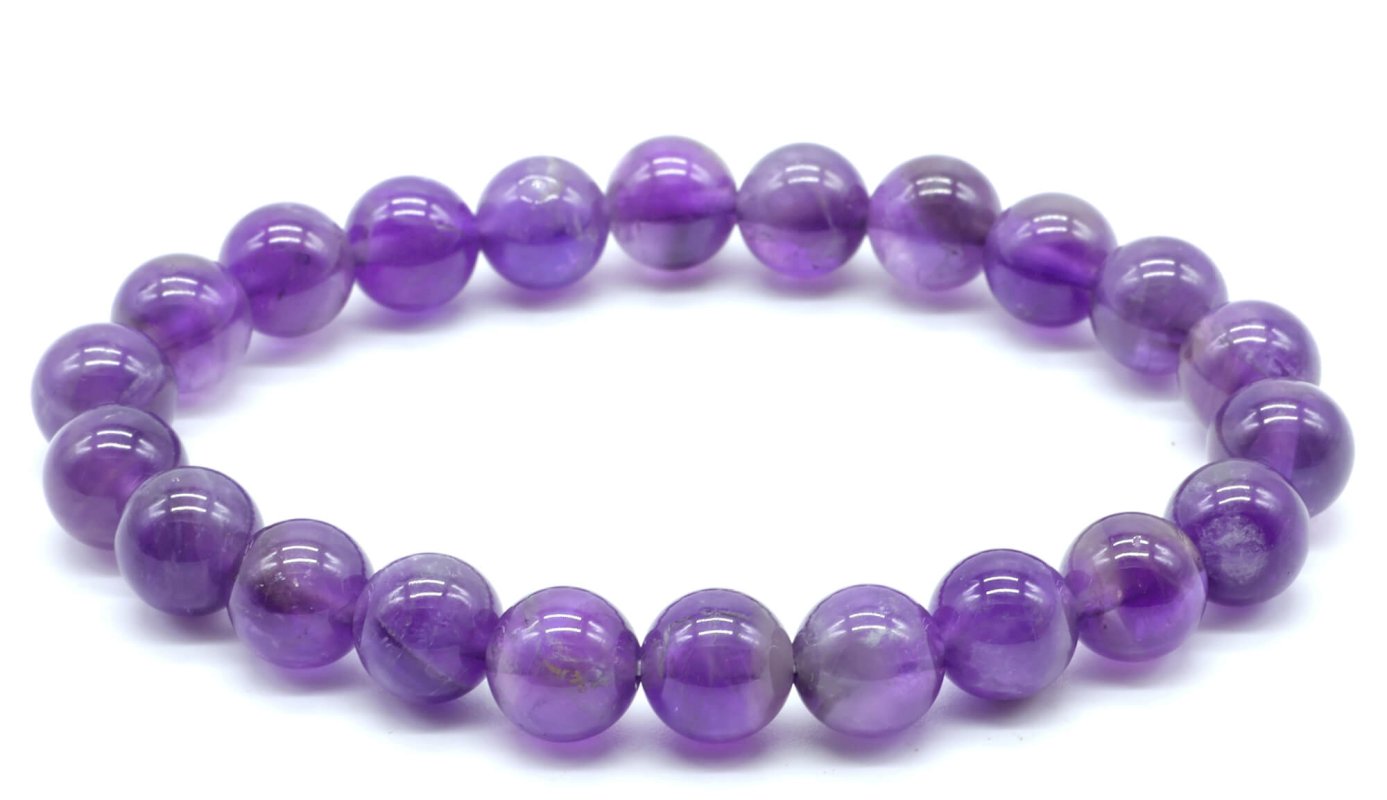 Bracelet 'Dark' Améthyste perles 8mm