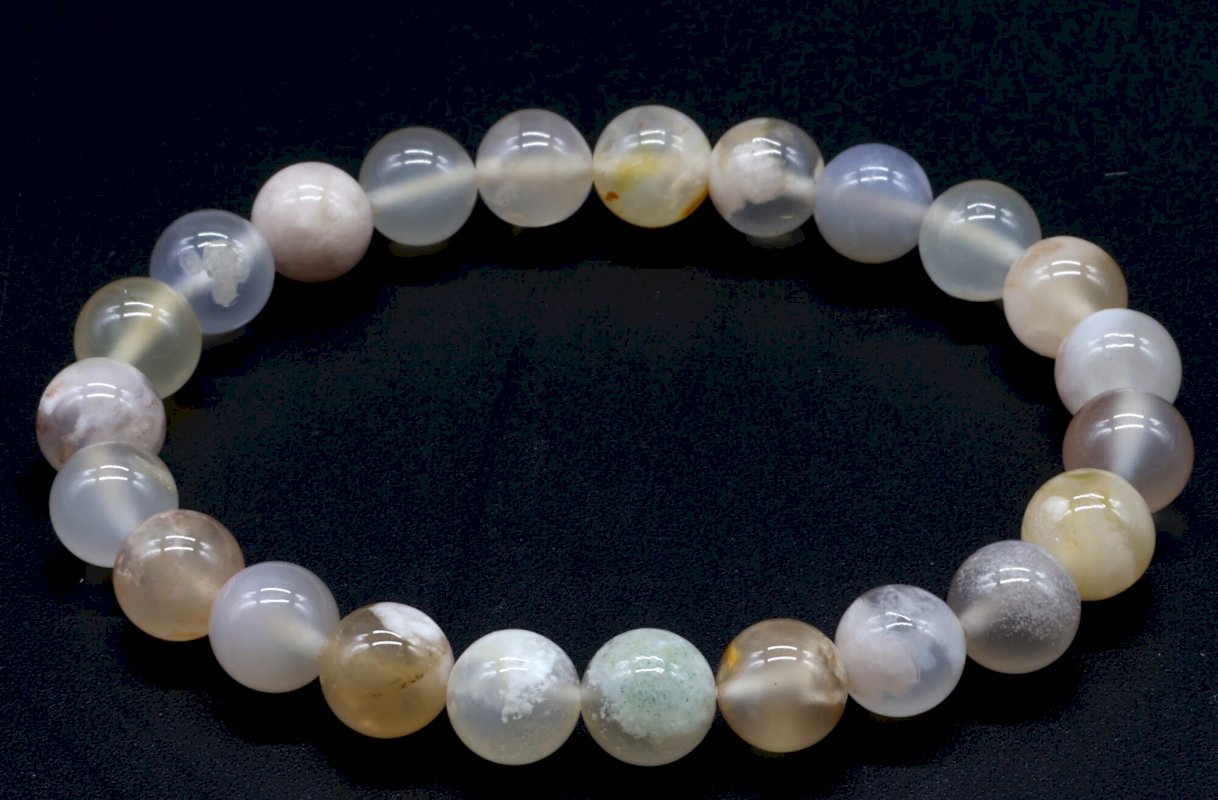 Bracelet Agate Cerise perles 8mm