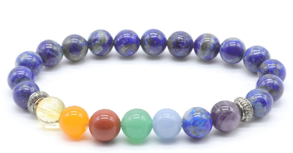 Bracelet Lapis Lazuli & 7 Chakras – Perles 8mm