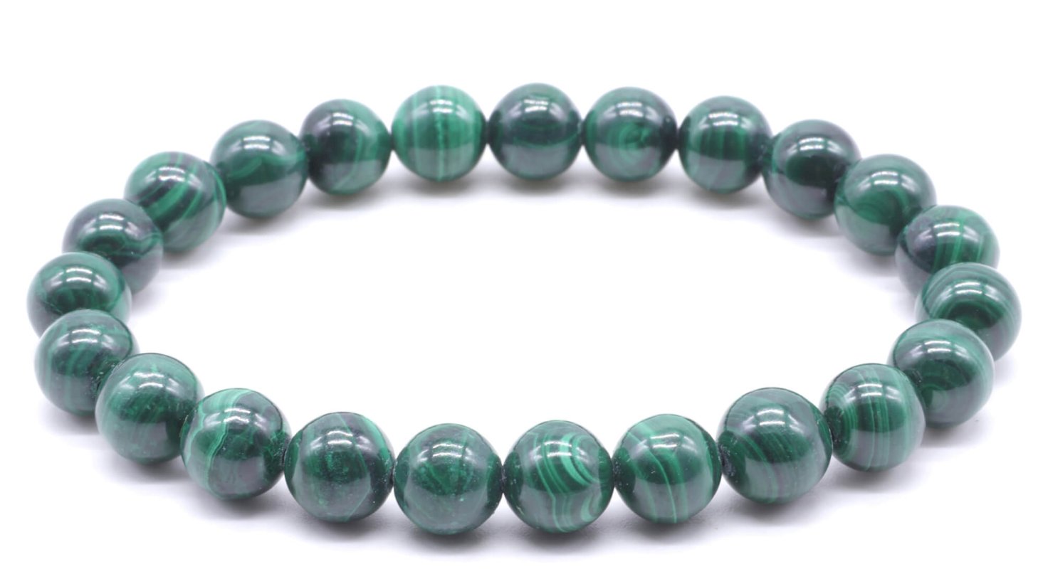Bracelet 'Dark' Malachite 'AA' – Perles 8mm