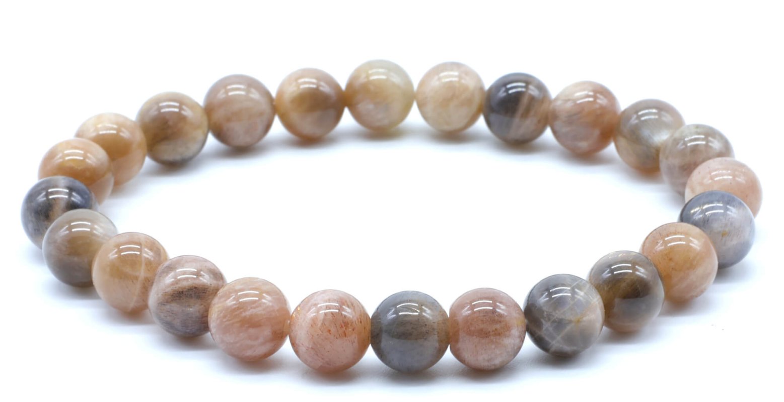 Bracelet Pierre de Soleil Noire 'AA' – Perles 8mm