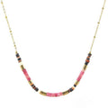 Collier Femme Acier 316L Alternance Disques Pierre Naturelle Rhodonite