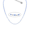 Collier Femme Acier 316L Perles de Cristal Bleu