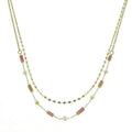 Collier Acier Inoxydable Breloques Rhodonite et Nacre