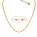 Collier Femme Acier 316L Perles de Cristal Orange