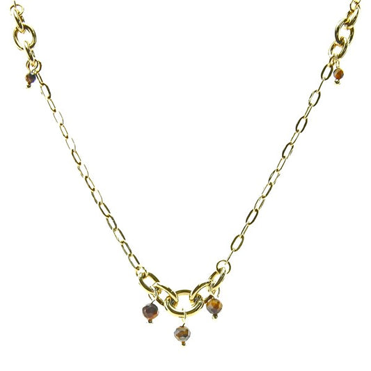 Collier Œil de Tigre – Chaîne Acier inoxydable Doré