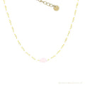 Collier Femme – Pierre Naturelle Gemme Rose – Acier 316L