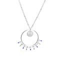 Collier Femme Breloques Cercles Pendants Bleu - Acier Inoxydable Argenté