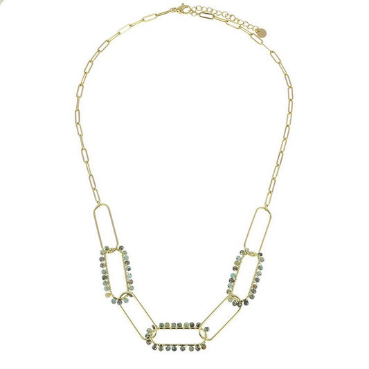 Collier Acier Inoxydable Pierres Naturelles Turquoise d'Afrique