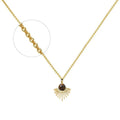 Collier Acier Inoxydable Pendentif Soleil Pierre Naturelle Œil de Tigre 8mm