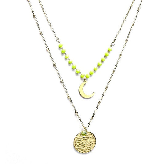 Collier Femme Breloques Cristal Vert - Acier Inoxydable
