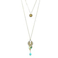 Collier Acier Doré Pierre Naturelle Turquoise – Pendentif Breloques