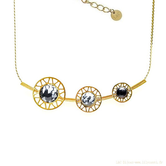 Collier Femme Trio Flocon de Neige - Pierre Naturelle & Acier 316L