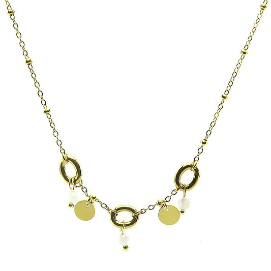 Collier Femme 3 Anneaux Pierre de Lune - Acier Inoxydable 316L
