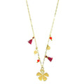 Collier Acier Doré Pierre Naturelle Agate Rouge – Pendentif Pétale