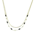 Collier Acier Inoxydable Breloques Agate et Nacre