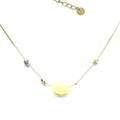 Collier Femme Acier 316L Breloque Pompon Étoile Pierre Naturelle Moutarde