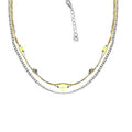 Collier Femme Multi Rangs Chaîne Acier Or & Argent Pierre Naturelle Gemme Jaune