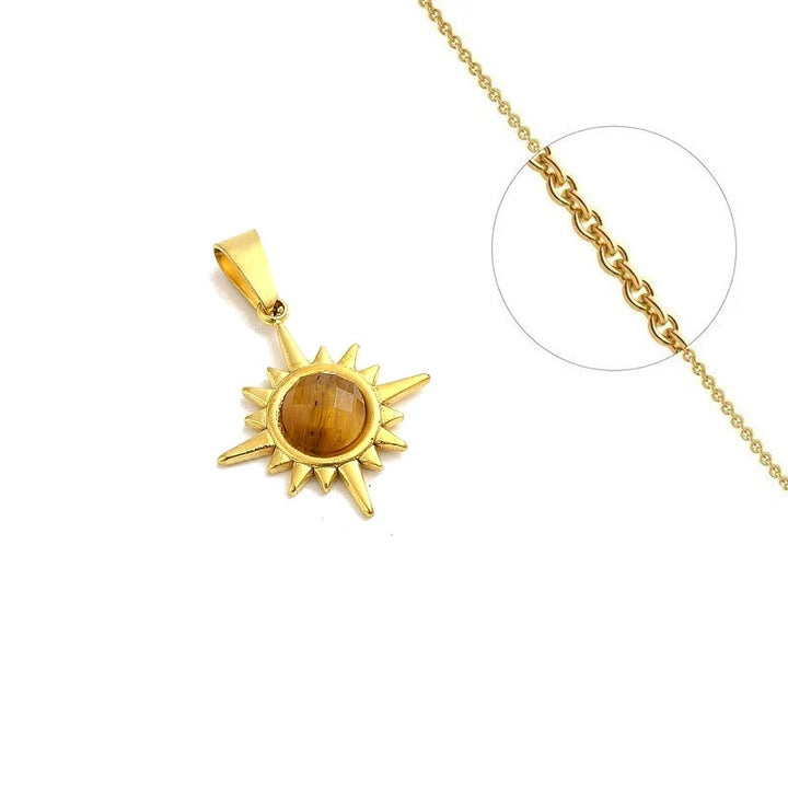 Collier Étoile Pierre Naturelle Œil de Tigre – Acier Inoxydable