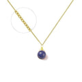 Collier Femme Lapis Lazuli 9mm - Plaqué Or 1 Micron