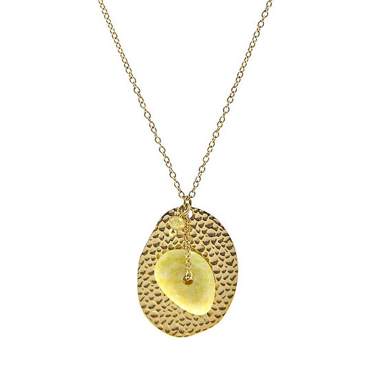 Collier Femme Pierre Moutarde & Chaîne - Acier Inoxydable 316L