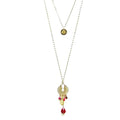 Collier Femme Acier Doré Pierre Naturelle Agate Rouge & Breloques