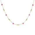 Collier Femme Acier Pierre Naturelle Rhodonite & Breloques