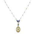 Collier Lapis Lazuli Pendentif Soleil – Chaîne Acier inoxydable Doré