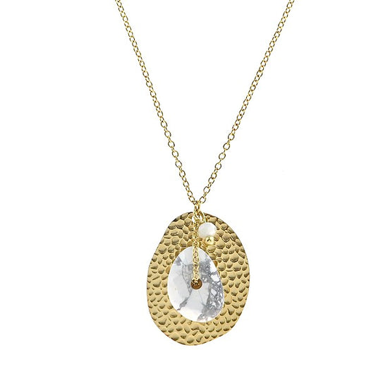 Collier Femme Pierre Howlite & Chaîne - Acier Inoxydable 316L