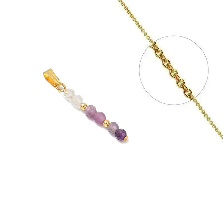 Collier Acier Inoxydable Cristal & Améthyste – Pierre Naturelle