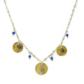Collier Acier Doré Pierre Naturelle Lapis Lazuli – Pendentif 3 Disques