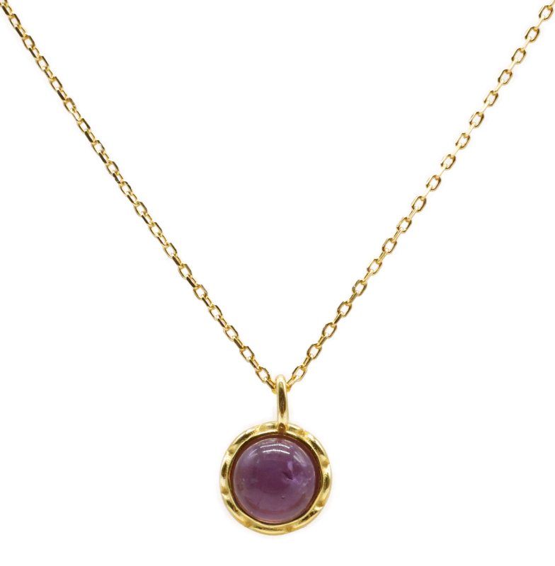 Collier Argent 925 Améthyste Ronde - Plaqué Or