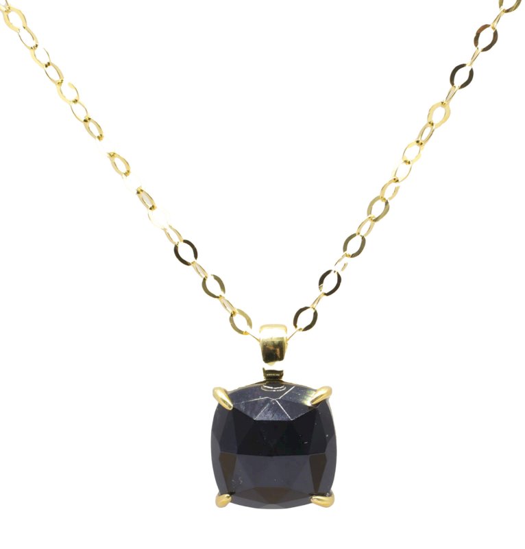 Collier Argent 925 Onyx Carré - Plaqué Or