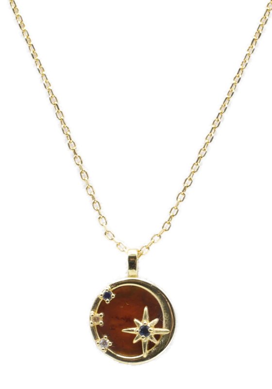 Collier Argent 925 Grenat & Étoiles - Plaqué Or