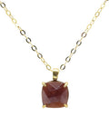 Collier Argent 925 Grenat Carré - Plaqué Or