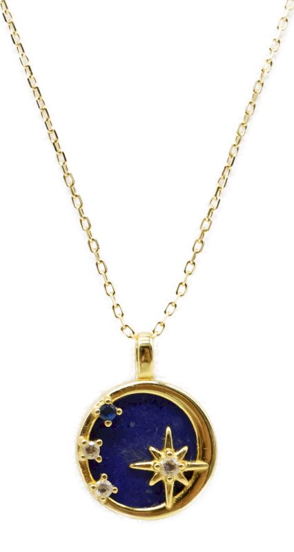 Collier Argent 925 Lapis Lazuli & Étoiles - Plaqué Or