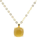 Collier Argent 925 Citrine Naturelle Carrée - Plaqué Or