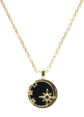 Collier Argent 925 Onyx & Étoiles - Plaqué Or