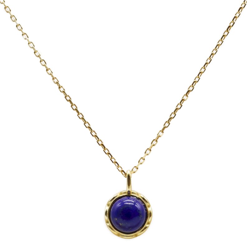 Collier Argent 925 Lapis Lazuli Ronde - Plaqué Or
