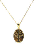 Collier Argent 925 Oeil de Tigre & Arbre de Vie - Plaqué Or