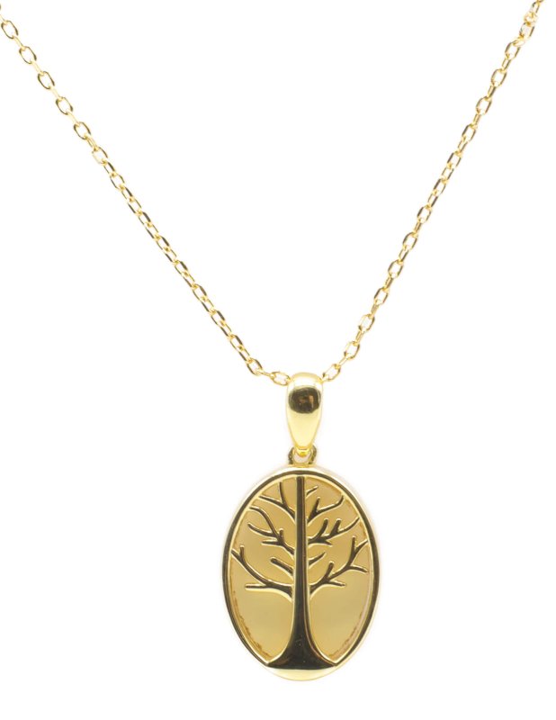 Collier Argent 925 Citrine & Arbre de Vie - Plaqué Or