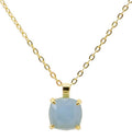 Collier Argent 925 Aigue Marine Carrée - Plaqué Or