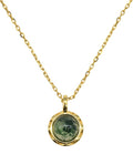 Collier Argent 925 Agate Mousse Ronde - Plaqué Or