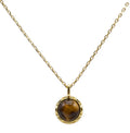 Collier Argent 925 Oeil de Tigre Rond - Plaqué Or