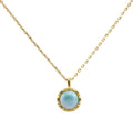Collier Argent 925 Larimar Ronde - Plaqué Or