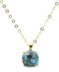 Collier Argent 925 Turquoise Carrée - Plaqué Or