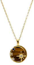 Collier Argent 925 Œil de Tigre & Étoiles - Plaqué Or