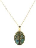 Collier Argent 925 Turquoise & Arbre de Vie - Plaqué Or